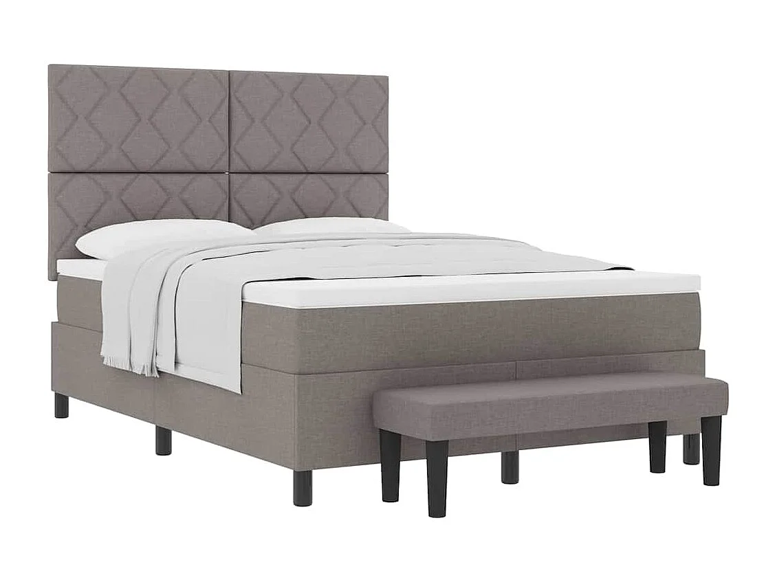 Cadre de lit avec matelas Taupe 160 x 200 cm tissu