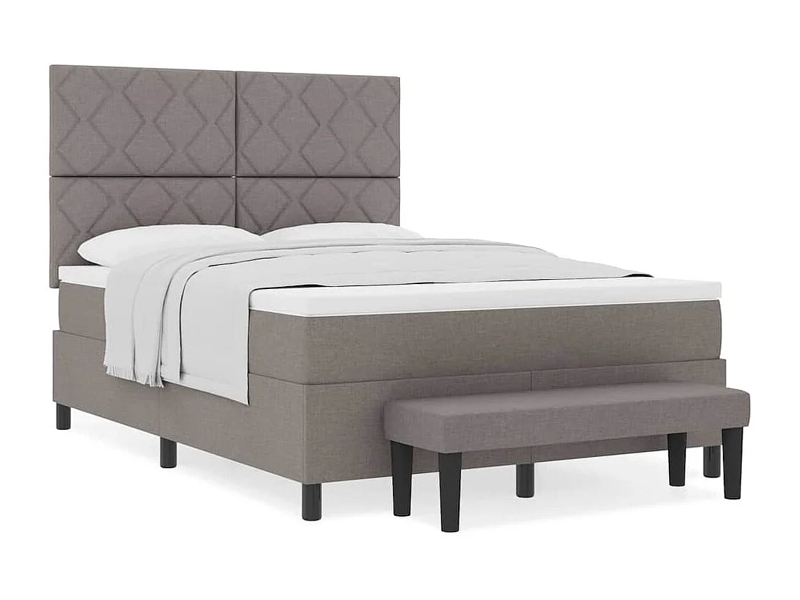 Cadre de lit avec matelas Taupe 160 x 200 cm tissu