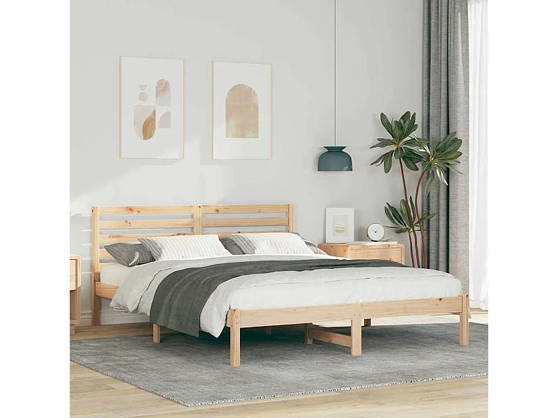 Estrutura da Cama Castanho 160 x 200 cm Madeira de pinho maciça