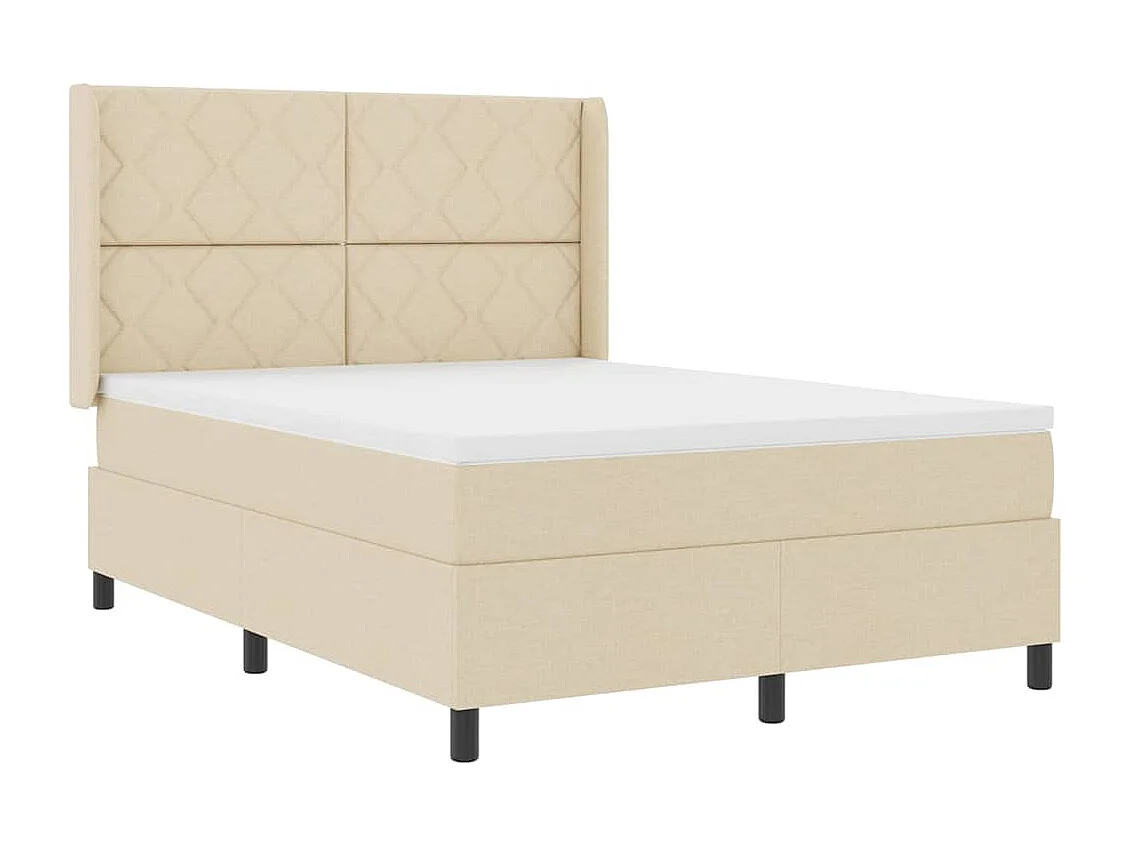 Cadre de lit avec matelas Crème 160 x 200 cm tissu
