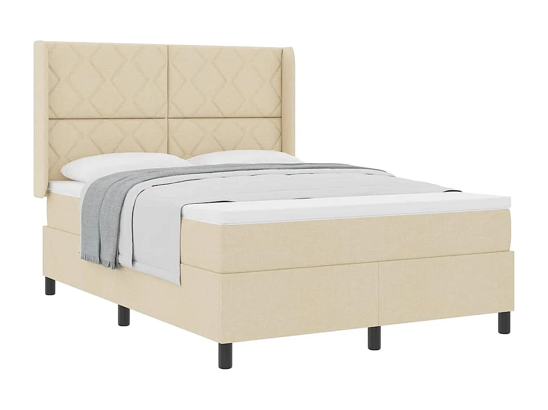 Cadre de lit avec matelas Crème 160 x 200 cm tissu