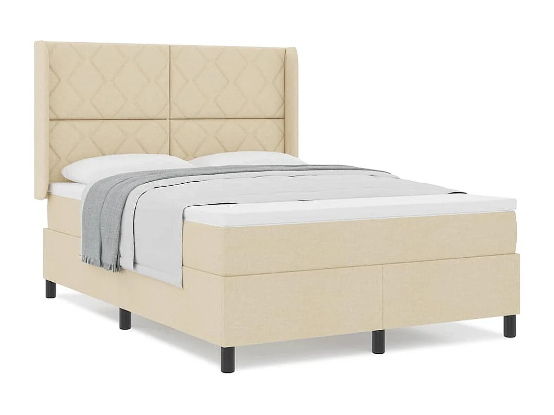 Cadre de lit avec matelas Crème 160 x 200 cm tissu