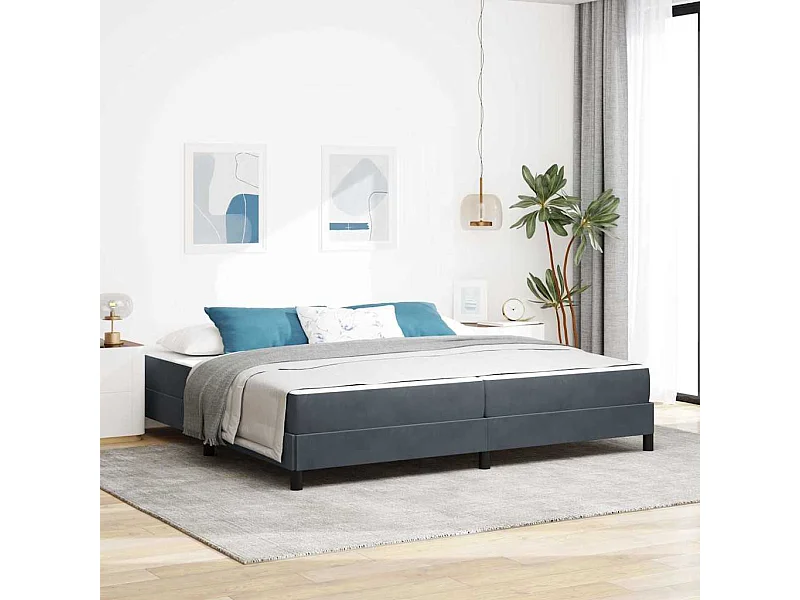 Cadre de lit avec matelas Gris foncé 200 x 200 cm Velours