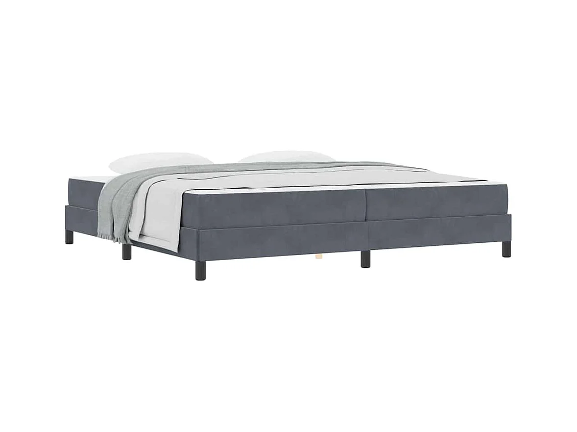 Cadre de lit avec matelas Gris foncé 200 x 200 cm Velours