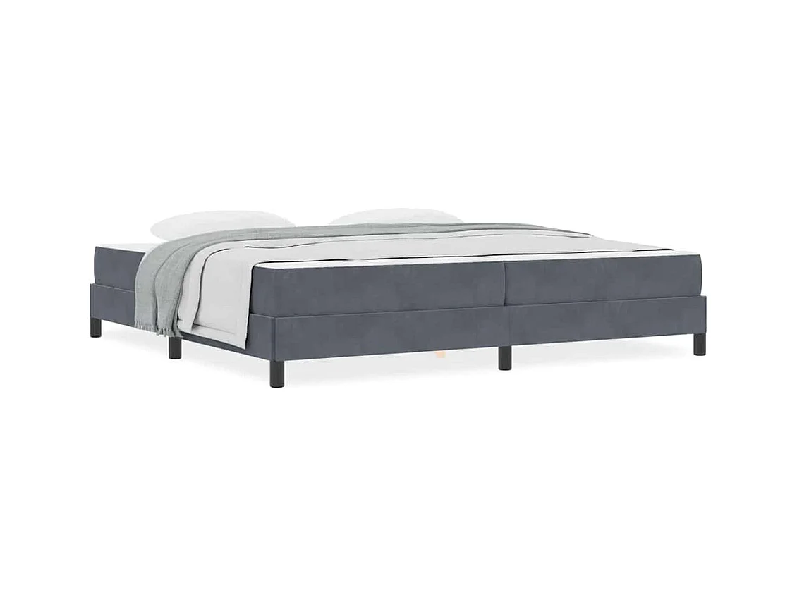Cadre de lit avec matelas Gris foncé 200 x 200 cm Velours