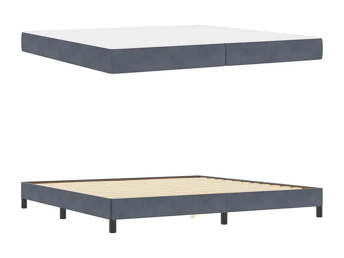 Cadre de lit avec matelas Gris foncé 200 x 200 cm Velours