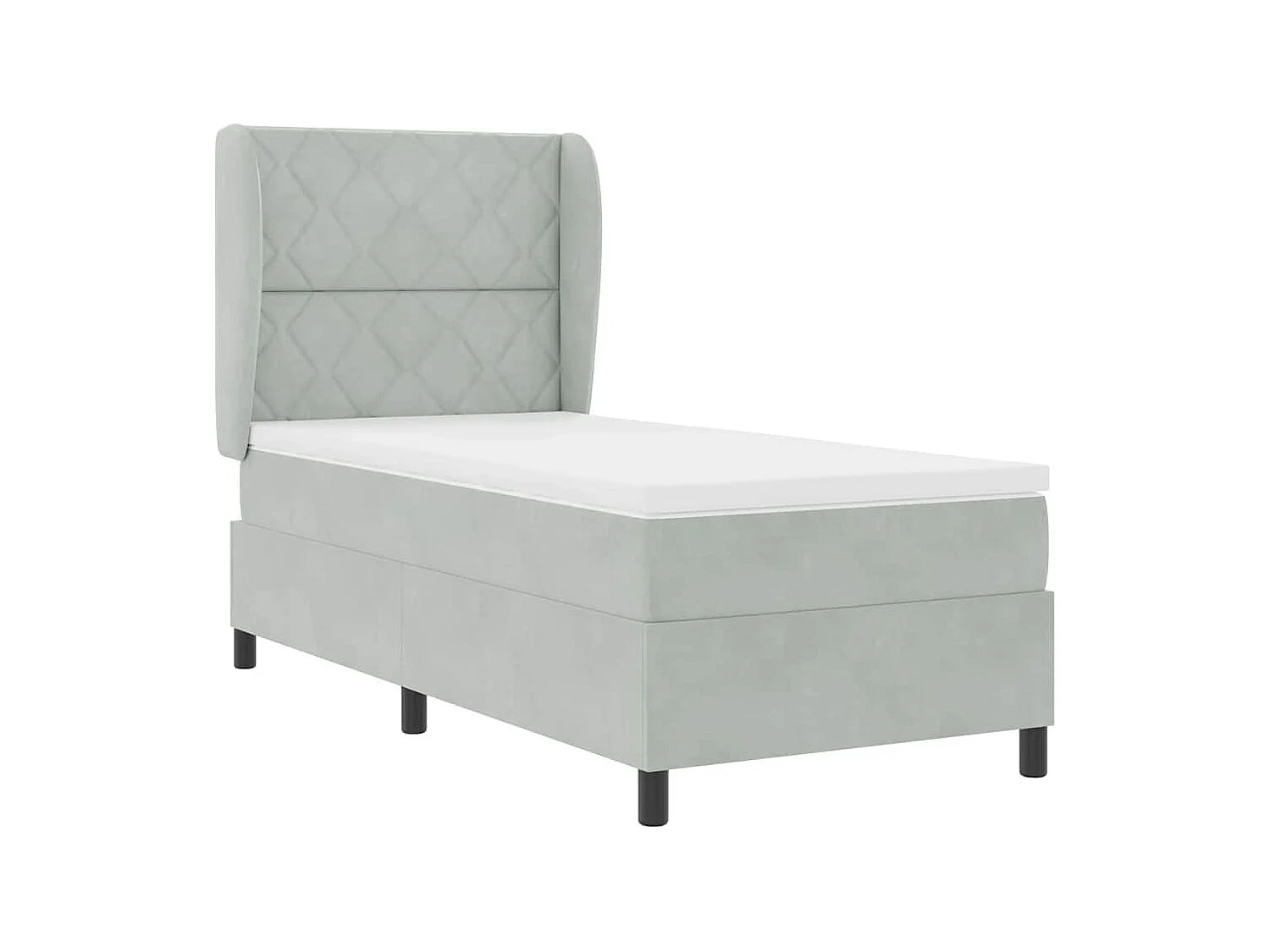 Cama tipo Box Spring Gris claro 90 x 200 cm Terciopelo