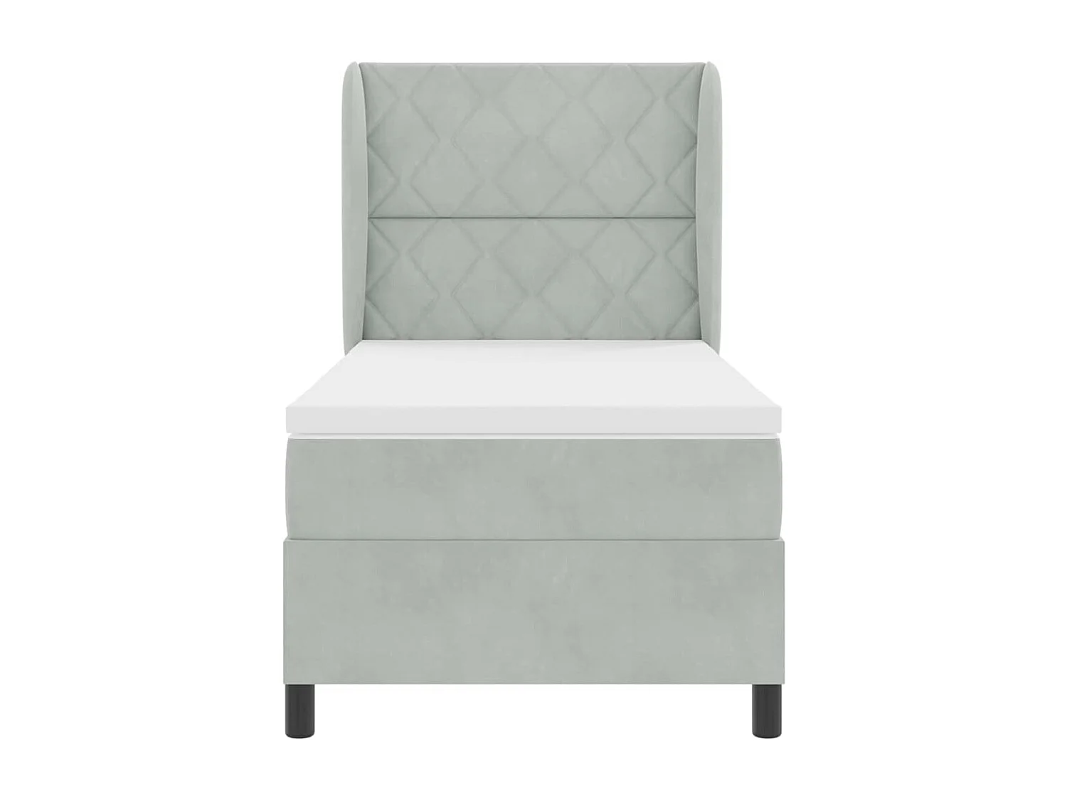 Cama tipo Box Spring Gris claro 90 x 200 cm Terciopelo