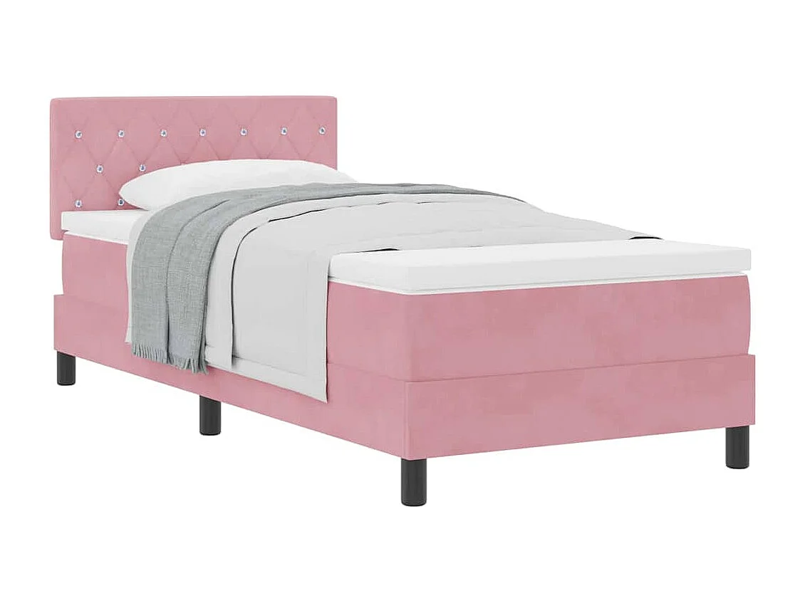 Cadre de lit avec matelas avec matelas Rose 90 x 190 cm tissu