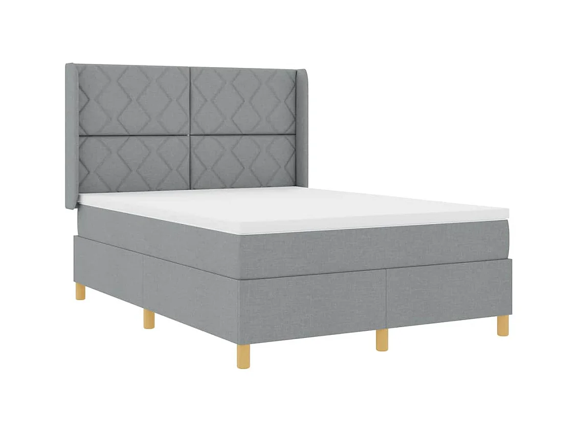 Cadre de lit avec matelas Gris clair 140 x 190 cm tissu