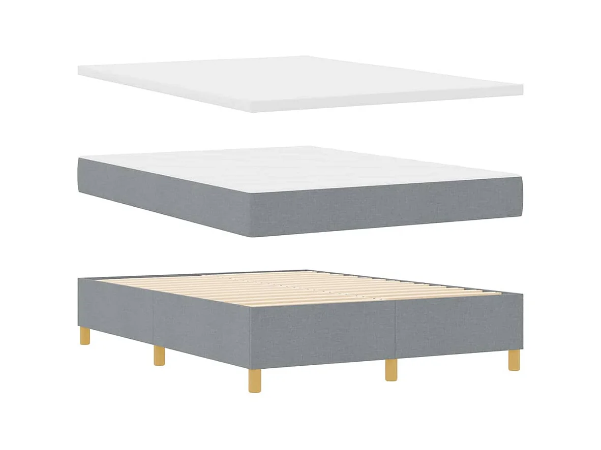 Cadre de lit avec matelas Gris clair 140 x 190 cm tissu