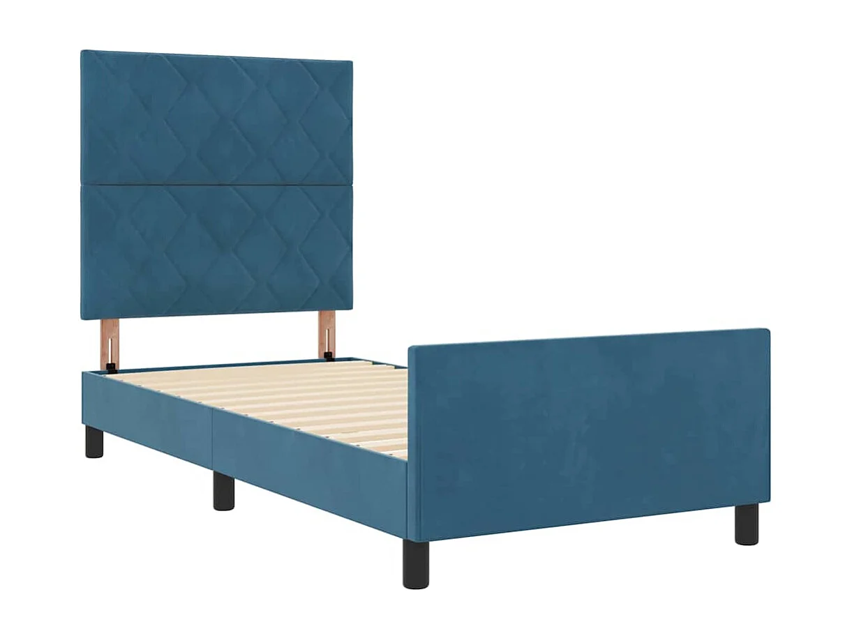 Bedframe met hoofdeinde Donkerblauw 90 x 200 cm Fluweel
