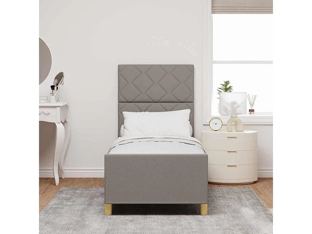 Cadre de lit avec tête de lit Taupe 80 x 200 cm tissu