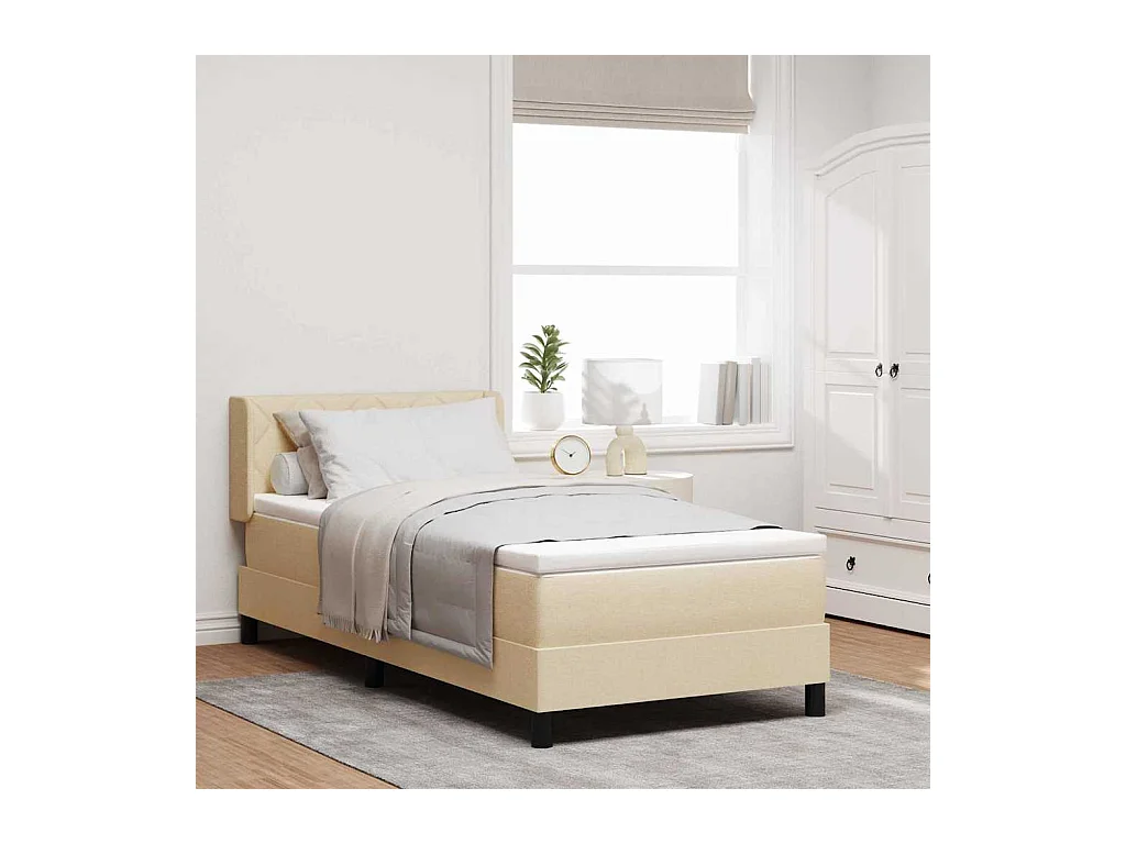 Cadre de lit avec matelas avec matelas Crème 100 x 200 cm