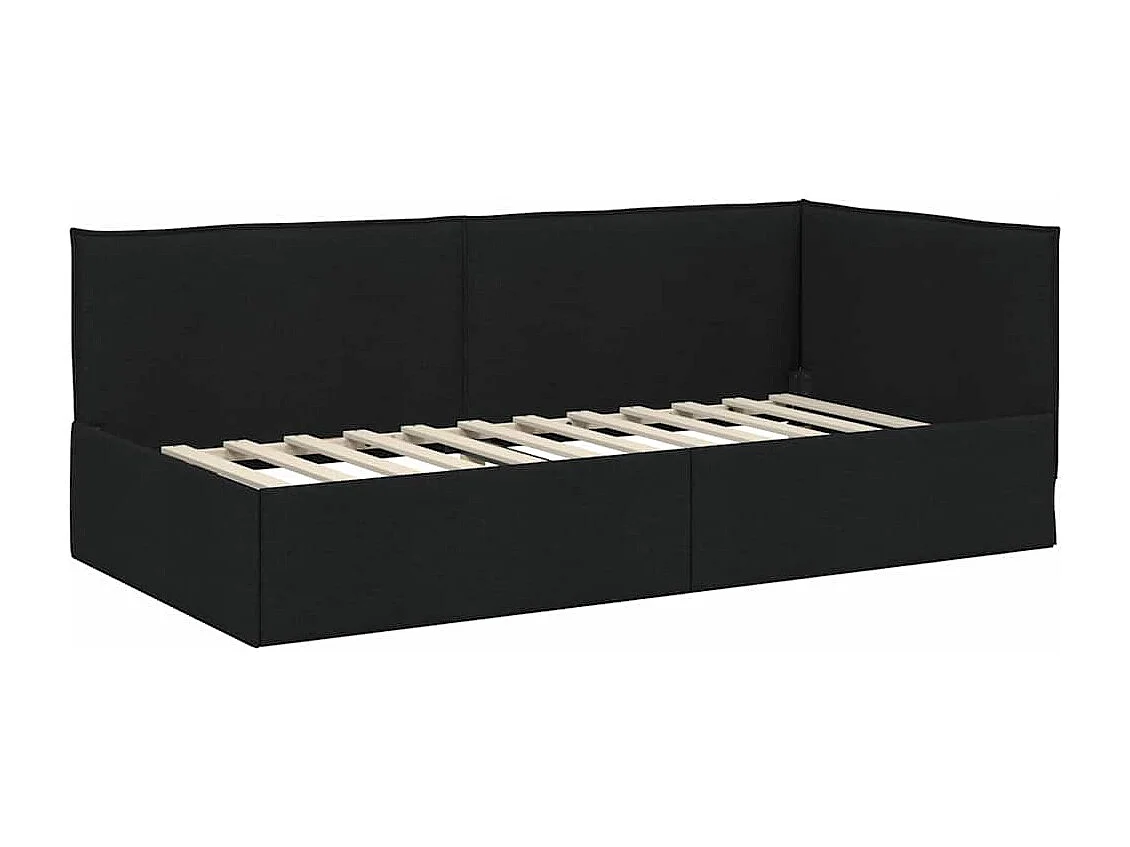 Estrutura de Cama de Canto Preto 90 x 190 cm tecido
