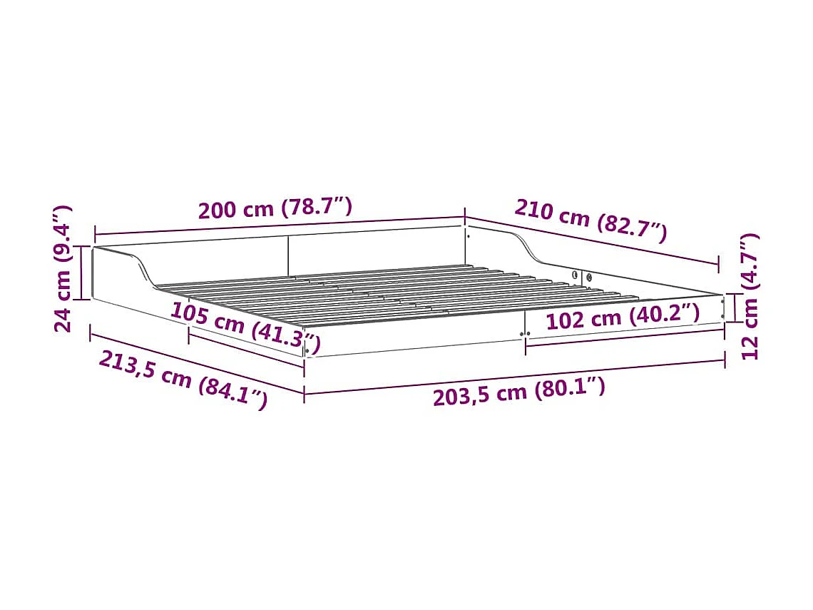 Estructura de cama Marrón cera 200 x 210 cm