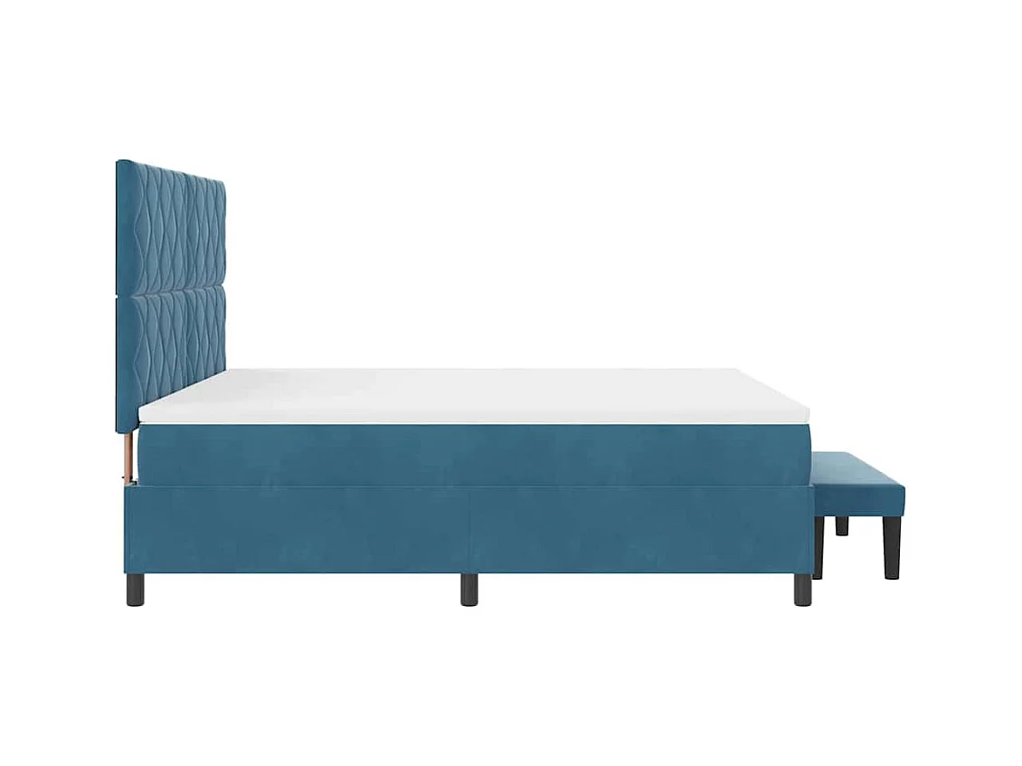 Cadre de lit avec matelas Bleu foncé 180 x 200 cm Velours