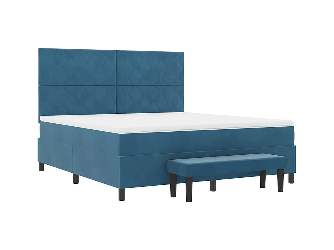 Cadre de lit avec matelas Bleu foncé 180 x 200 cm Velours