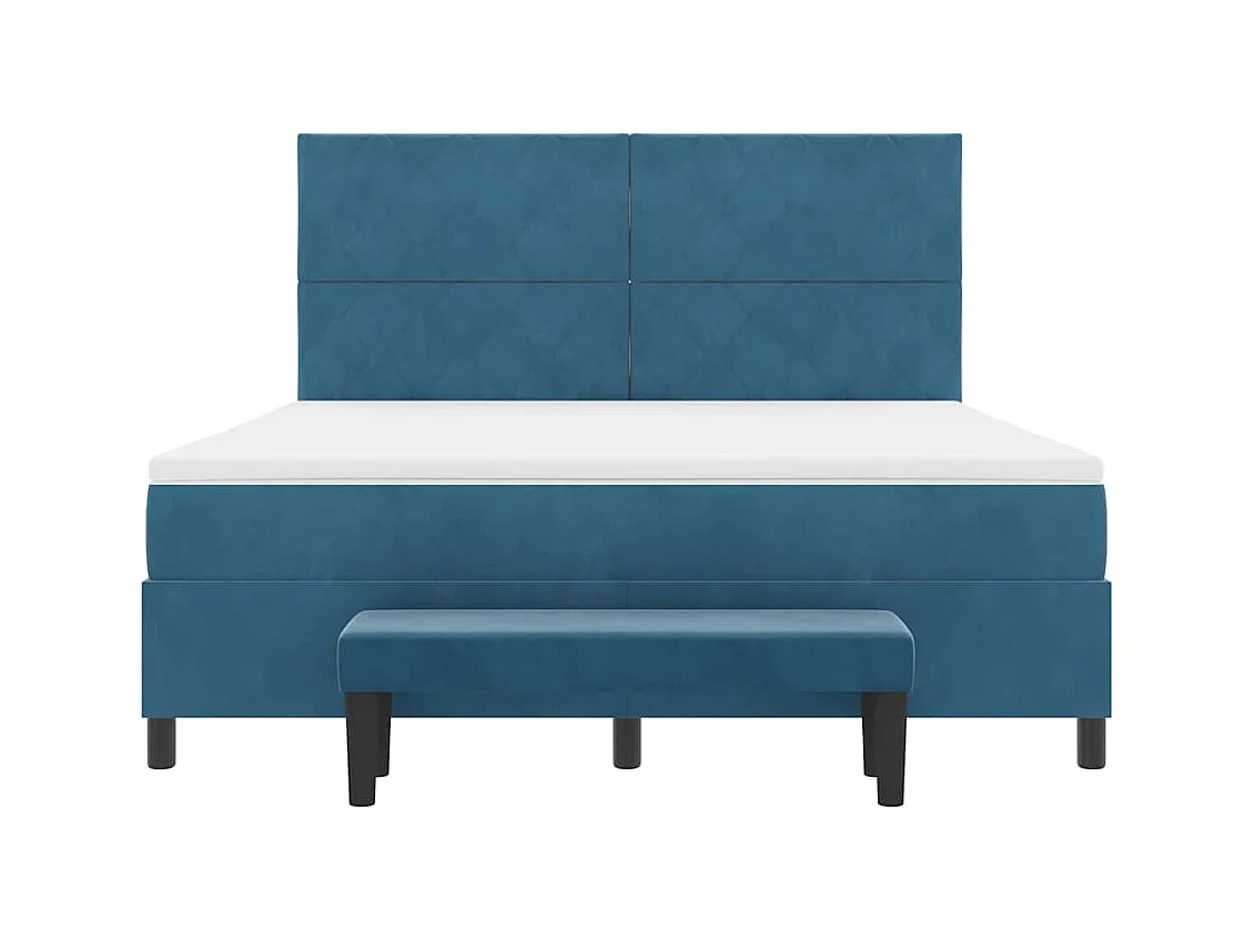 Cadre de lit avec matelas Bleu foncé 180 x 200 cm Velours