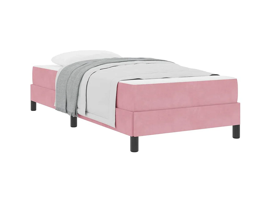 Cama box spring com colchão com colchão Rosa 80 x 200 cm Veludo