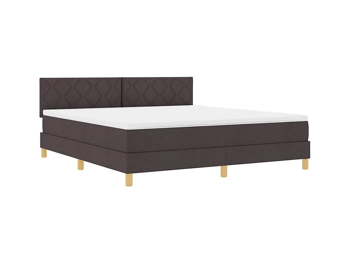 Cadre de lit avec matelas Marron foncé 180 x 200 cm tissu