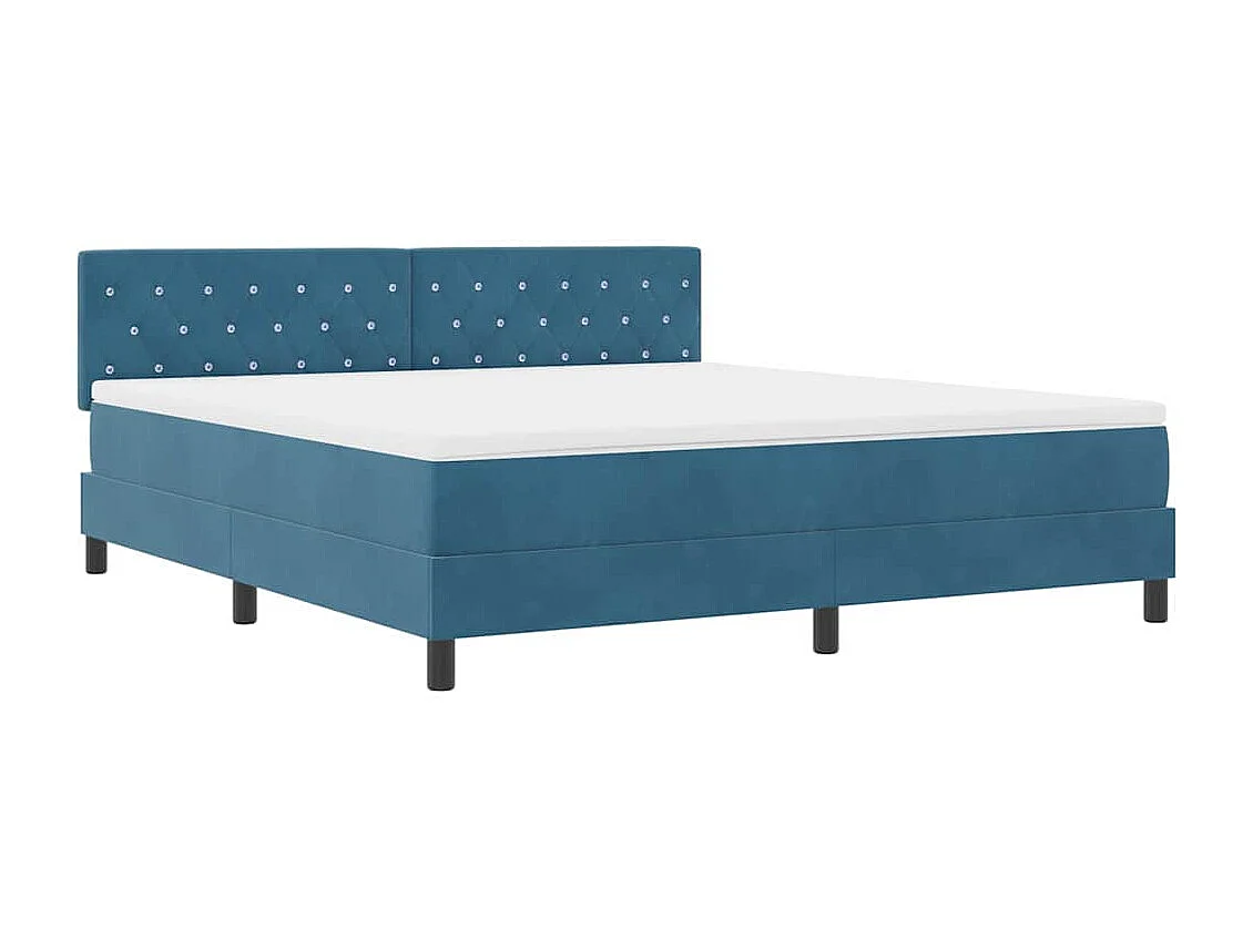 Cadre de lit avec matelas Bleu foncé 180 x 200 cm Velours
