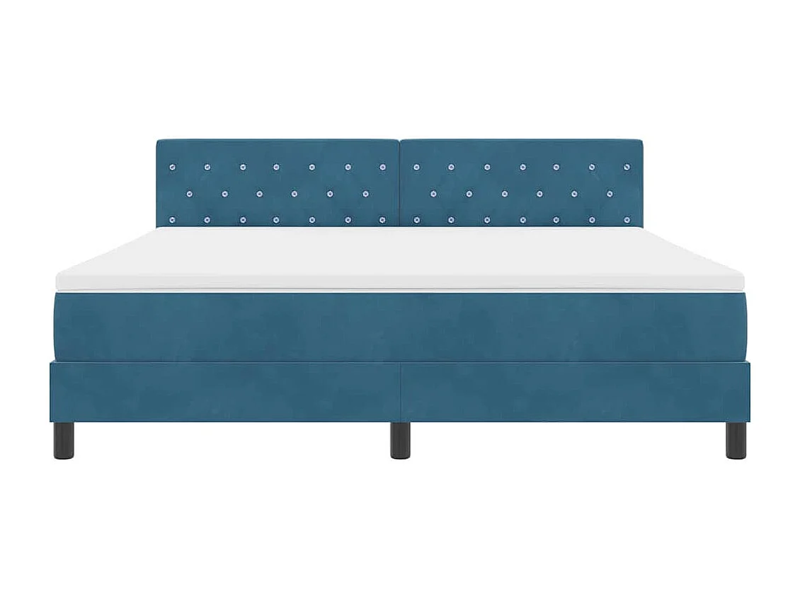 Cadre de lit avec matelas Bleu foncé 180 x 200 cm Velours