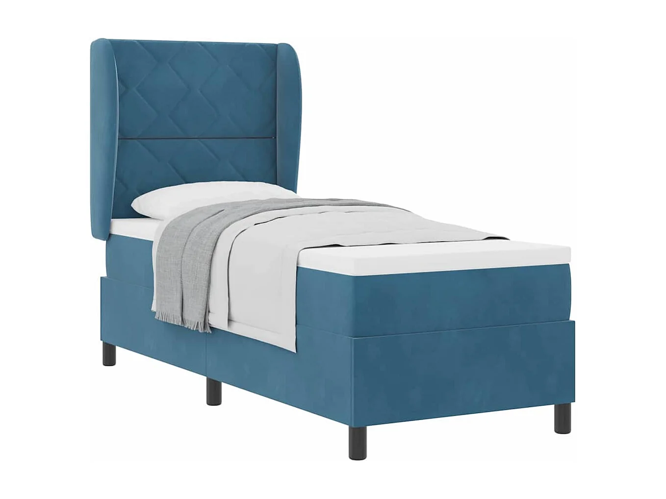 Cadre de lit avec matelas Bleu foncé 80 x 200 cm Velours