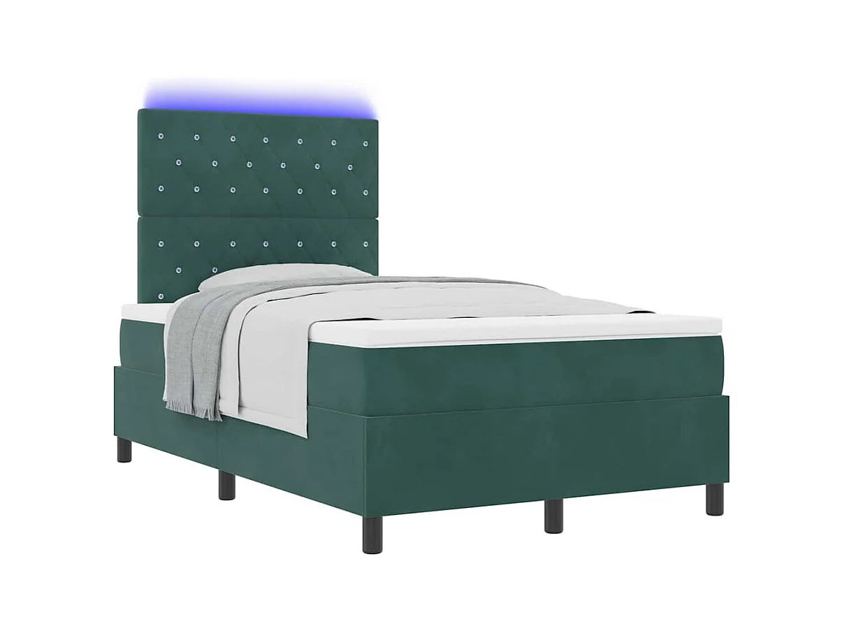 Cama tipo Box Spring Verde oscuro 120 x 200 cm Terciopelo