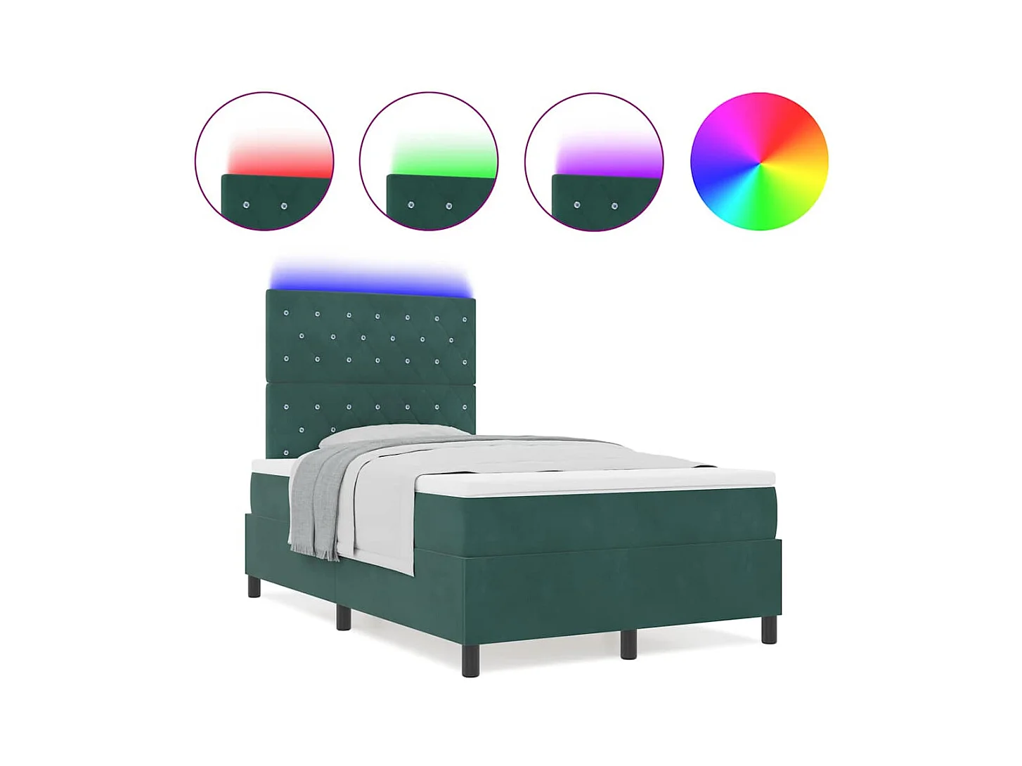 Cama tipo Box Spring Verde oscuro 120 x 200 cm Terciopelo