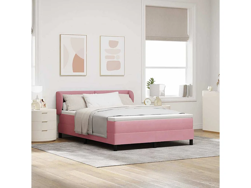 Cama con Somier y Colchón Gris Oscuro 80x200 cm Terciopelo Rosa