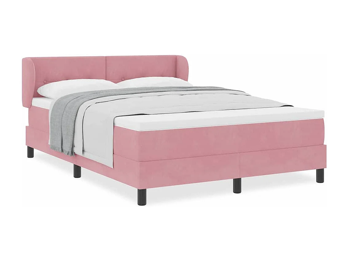 Cama con Somier y Colchón Gris Oscuro 80x200 cm Terciopelo Rosa