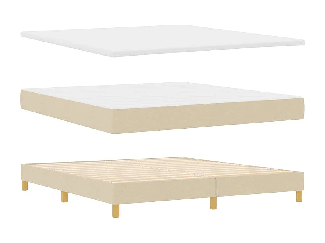 Cadre de lit avec matelas Crème 180 x 200 cm tissu