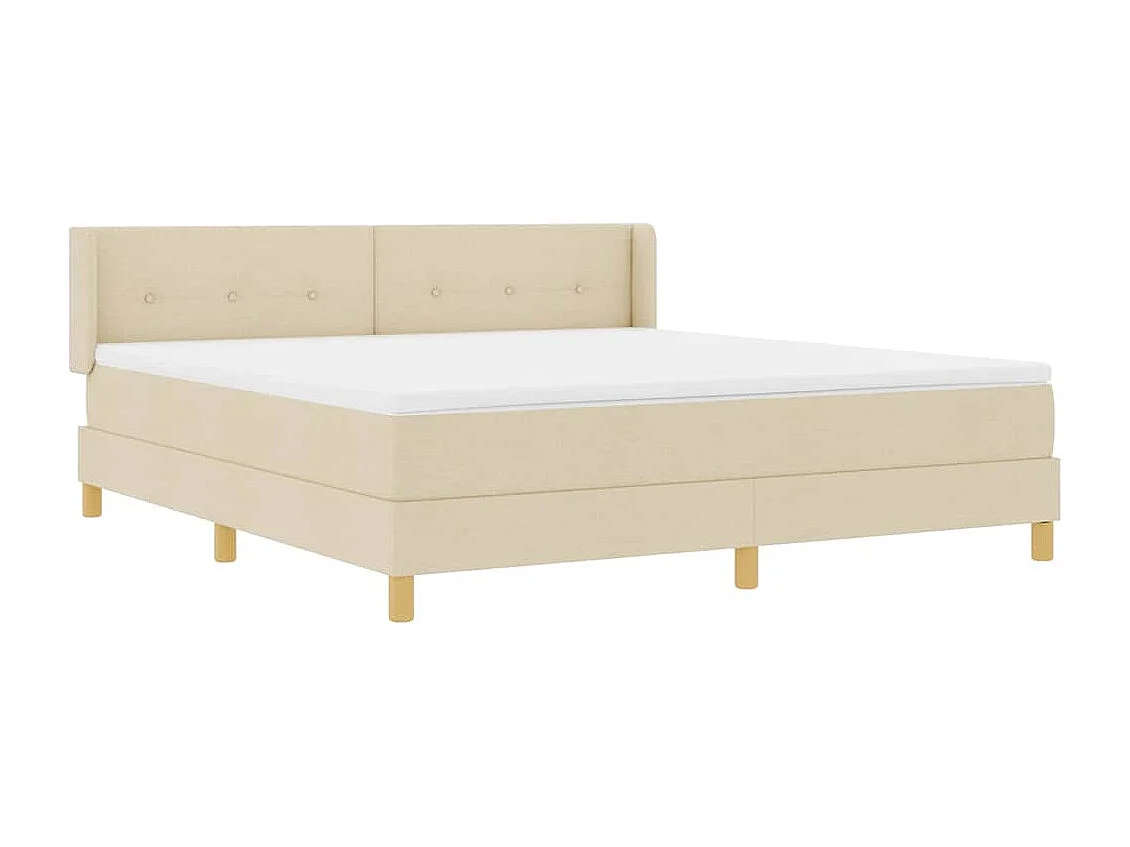 Cadre de lit avec matelas Crème 180 x 200 cm tissu