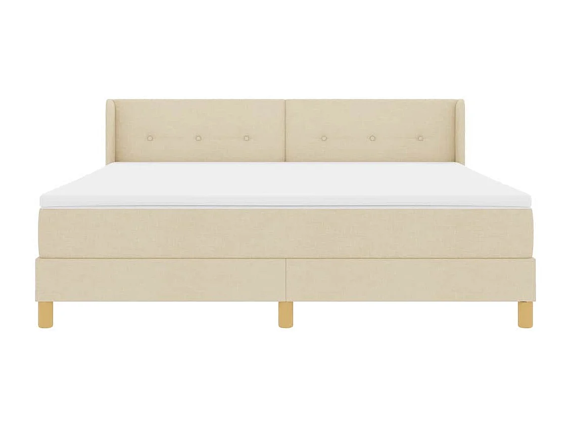 Cadre de lit avec matelas Crème 180 x 200 cm tissu