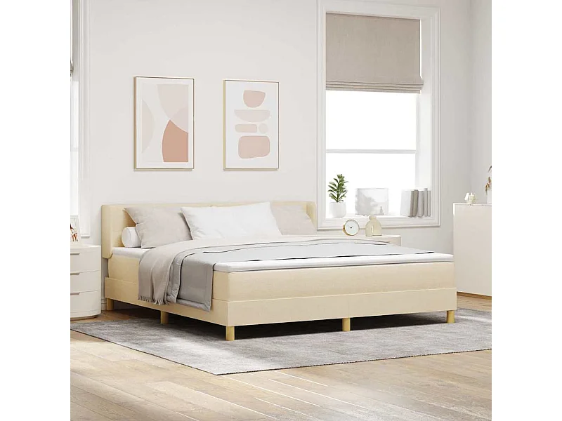 Cadre de lit avec matelas Crème 180 x 200 cm tissu