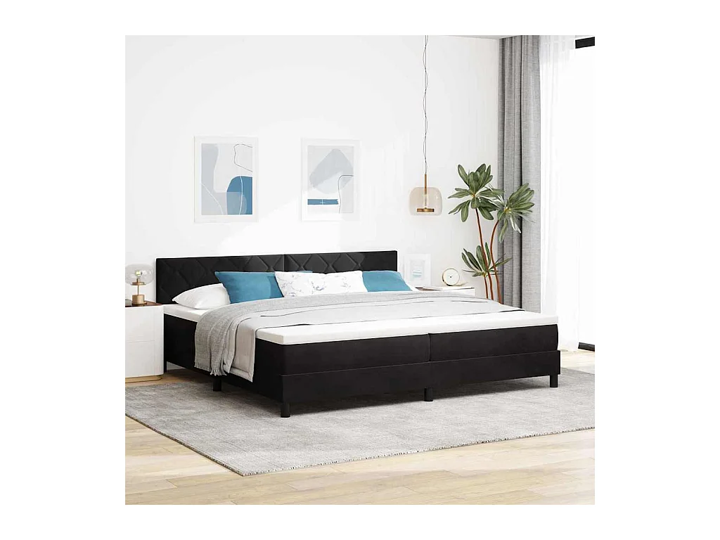 Cadre de lit avec matelas Noir 200 x 200 cm tissu