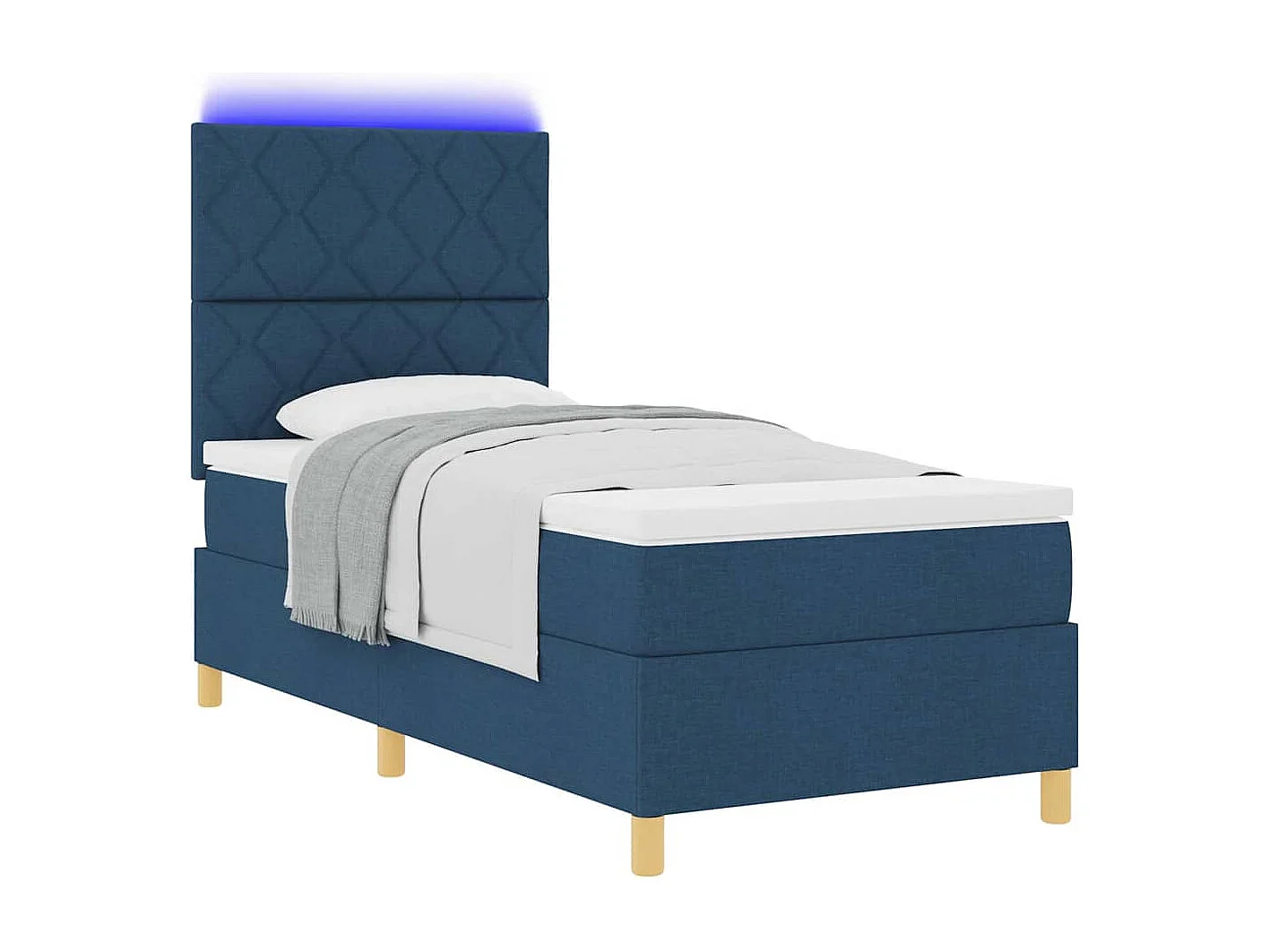 Cama tipo Box Spring con colchón Azul 100 x 200 cm tela