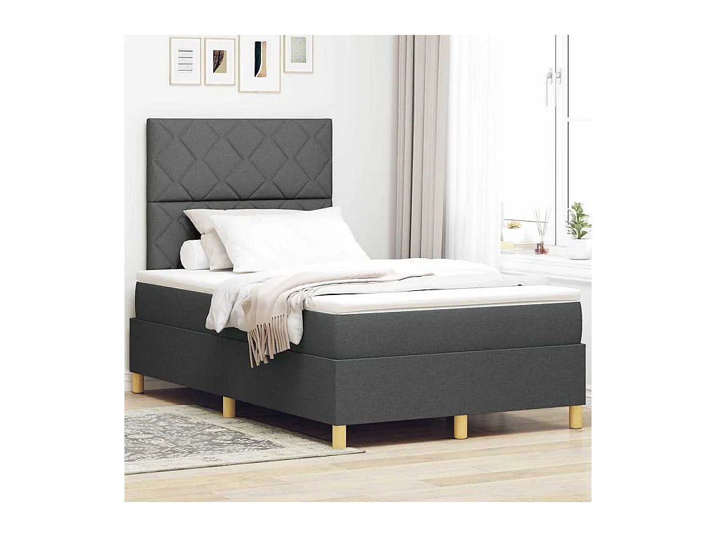 Cadre de lit avec tête de lit Gris foncé 120 x 190 cm tissu
