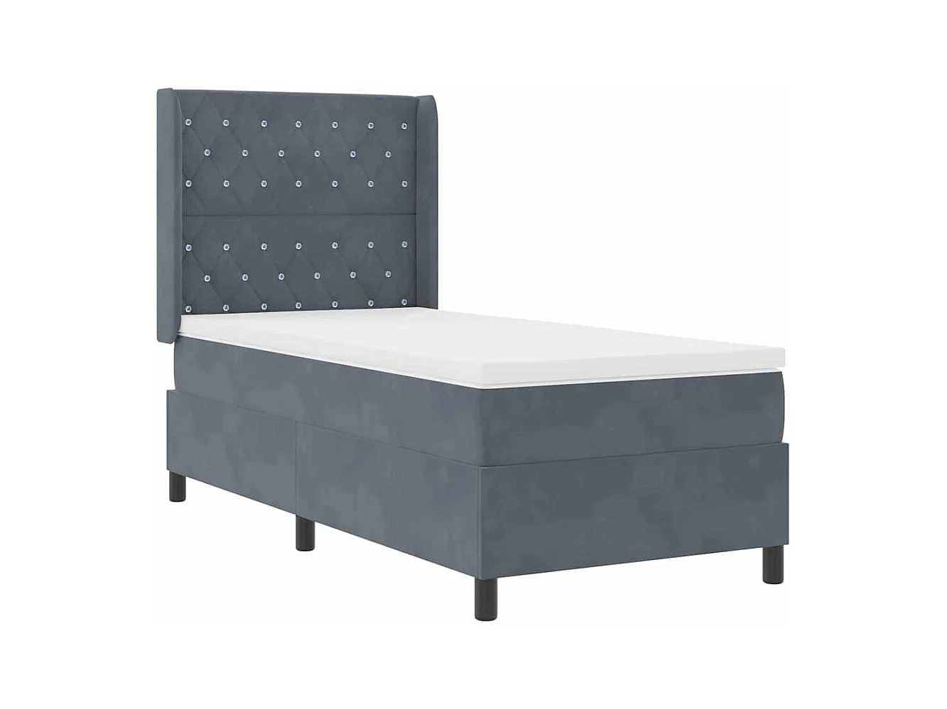Cama tipo Box Spring Gris oscuro 90 x 190 cm Terciopelo