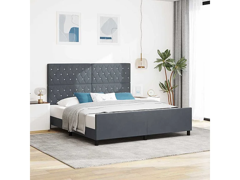 Estrutura da Cama Cinzento escuro 180 x 200 cm Veludo