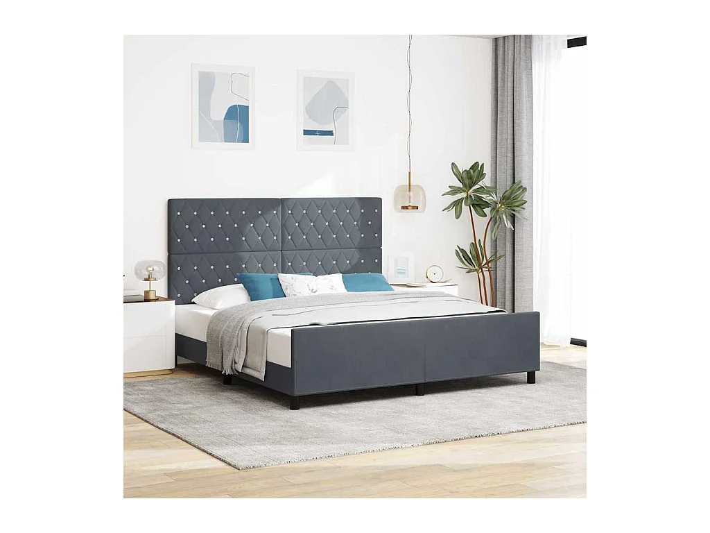 Bedframe met hoofdeinde Donkergrijs 180 x 200 cm Fluweel