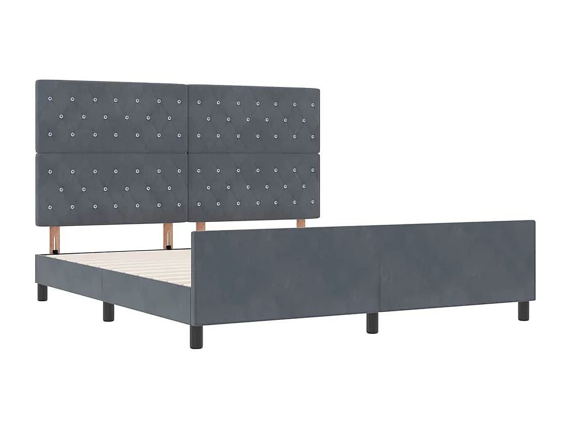 Cadre de lit avec tête de lit Gris foncé 180 x 200 cm Velours