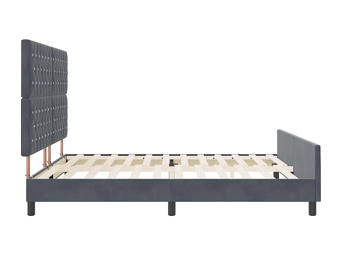 Cadre de lit avec tête de lit Gris foncé 180 x 200 cm Velours