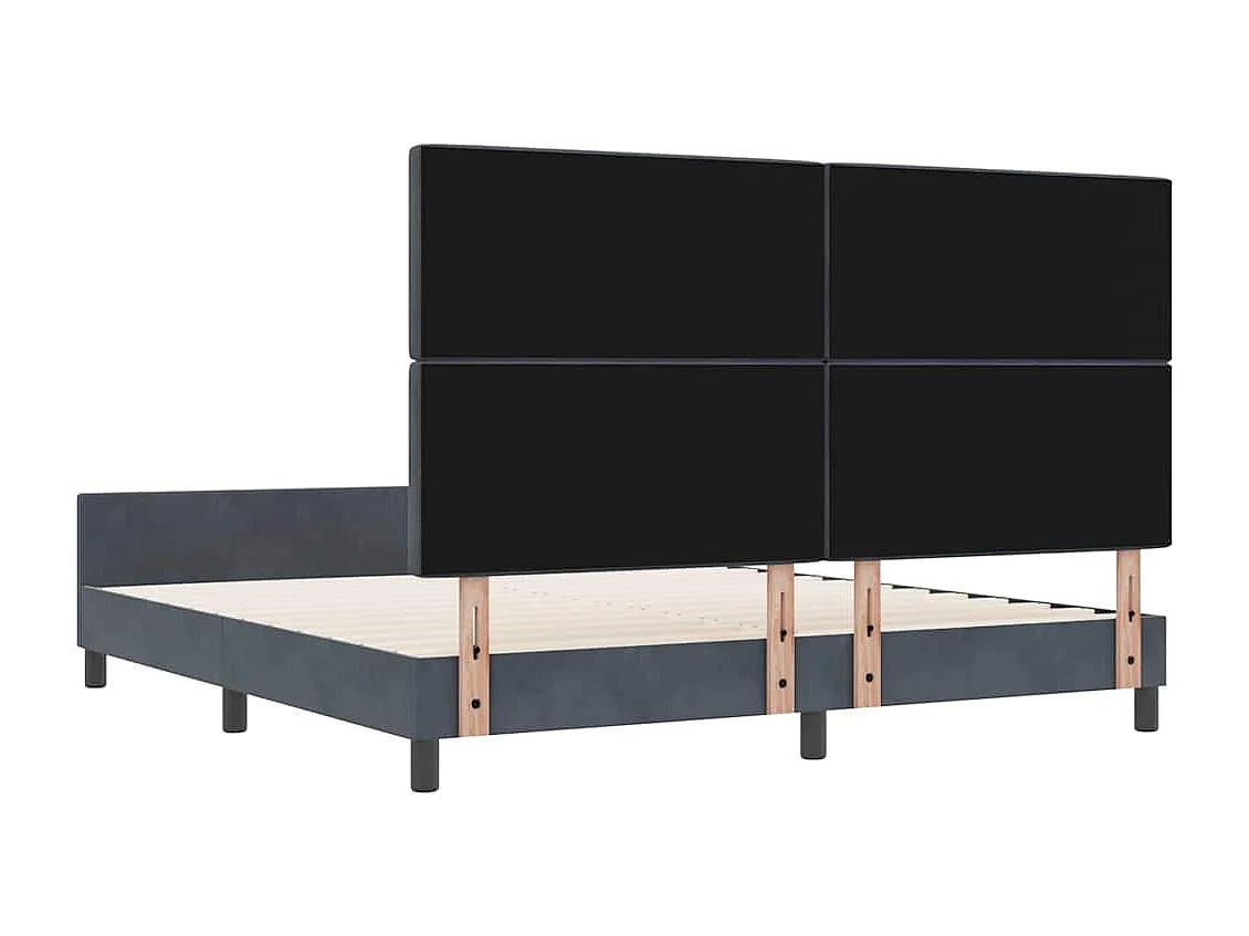 Cadre de lit avec tête de lit Gris foncé 180 x 200 cm Velours