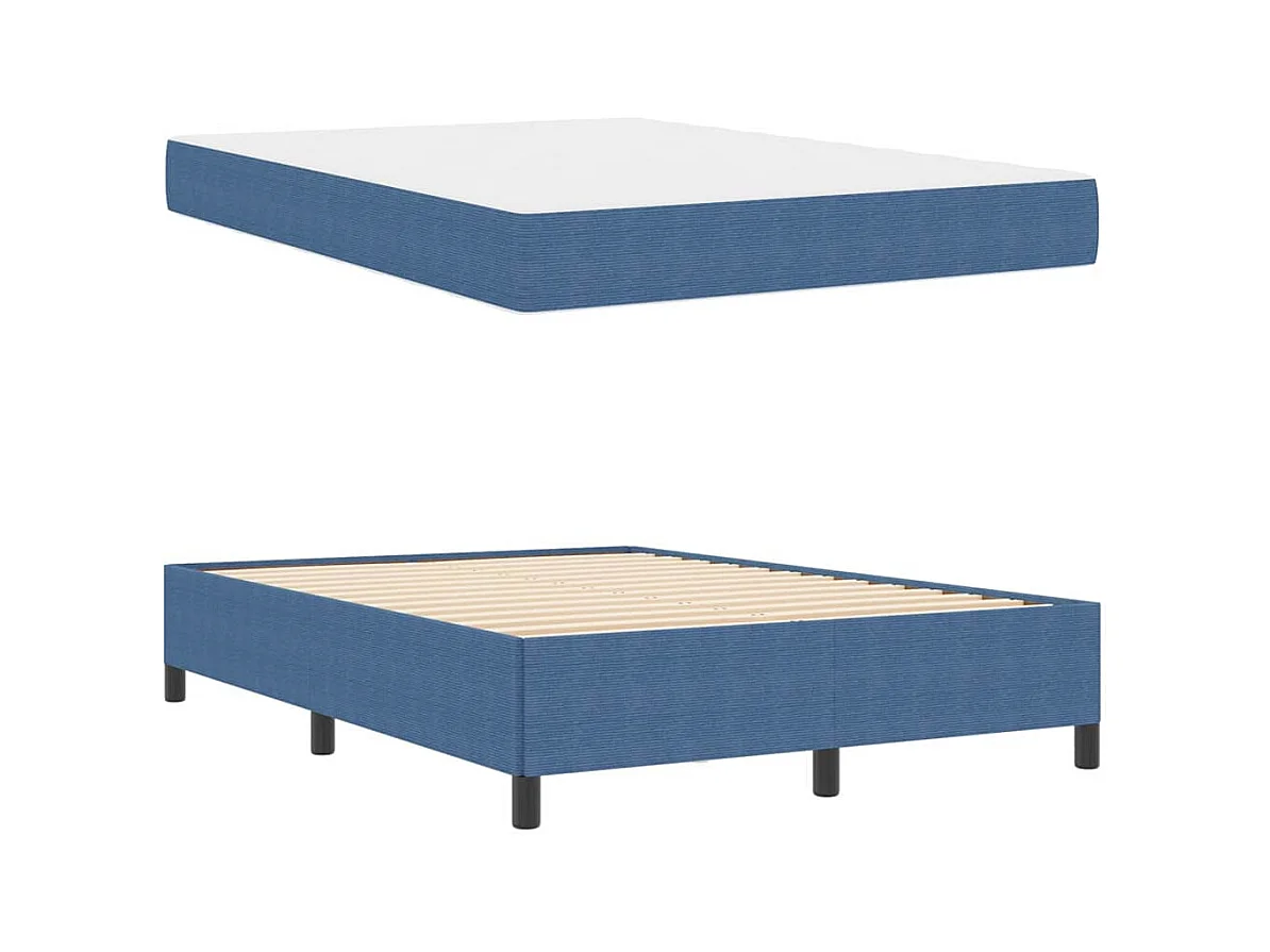 Cadre de lit Bleu 140 x 200 cm Tissu en velours côtelé