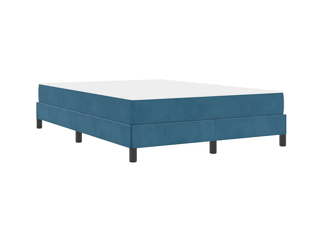 Cadre de lit avec matelas Bleu foncé 140 x 200 cm Velours