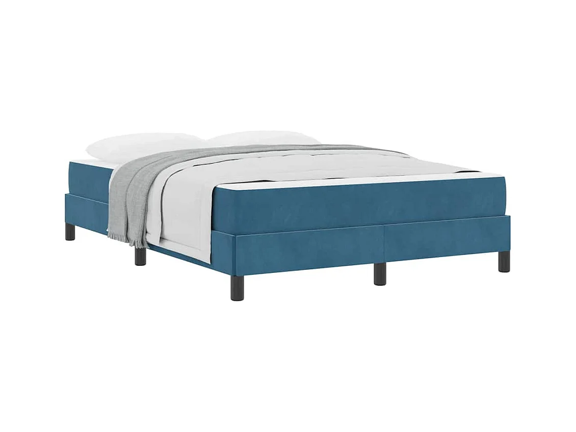 Cadre de lit avec matelas Bleu foncé 140 x 200 cm Velours