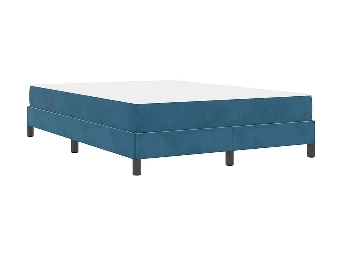 Cadre de lit avec matelas Bleu foncé 140 x 200 cm Velours