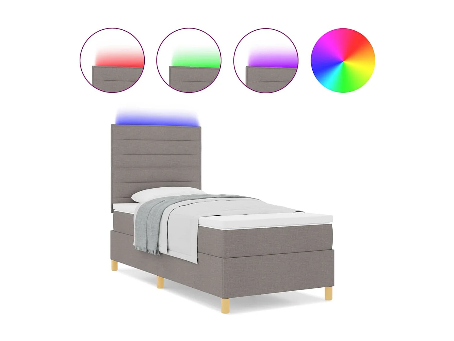 Cadre de lit avec matelas Taupe 100 x 200 cm tissu